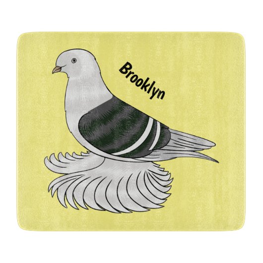 Saxon Shield pigeon bird cartoon illustration カッティングボード (正面)