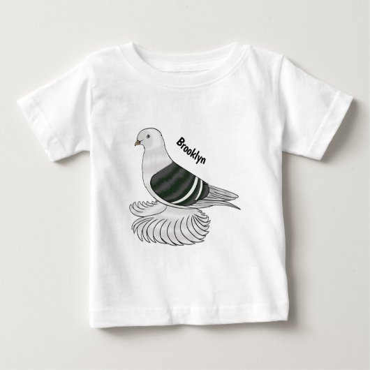Saxon Shield pigeon bird cartoon illustration ベビーTシャツ (正面)