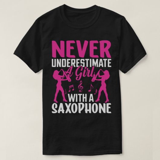 saXOPHONEでLを過小評価しない Tシャツ (デザイン正面)