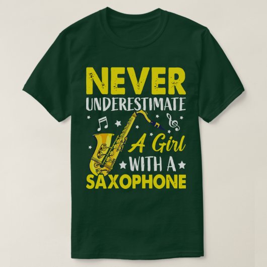 saXOPHONE 6でLを過小評価しない Tシャツ (デザイン正面)