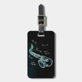 Saxophone And Music Notes ラゲッジタグ (正面縦)