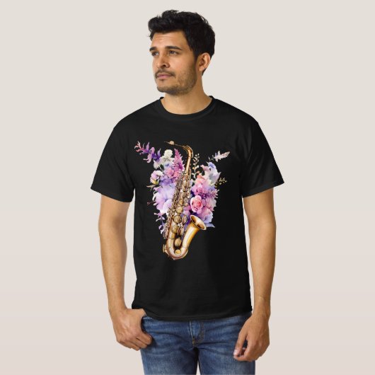 Saxophone- Colorful graffiti  Tシャツ (正面フル)