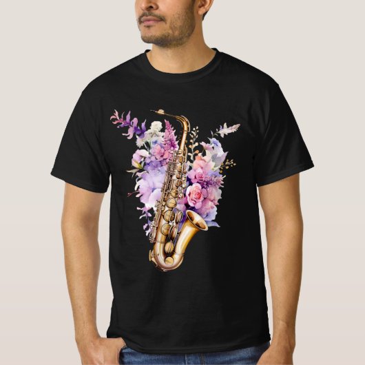 Saxophone- Colorful graffiti  Tシャツ (正面)