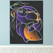 Saxophone in C major - Ink drawing and digital man キャンバスプリント (インサイチュ (ウッドフロア))