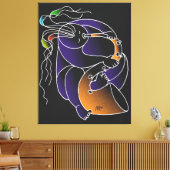 Saxophone in C major - Ink drawing and digital man キャンバスプリント (インサイチュ (リビング))