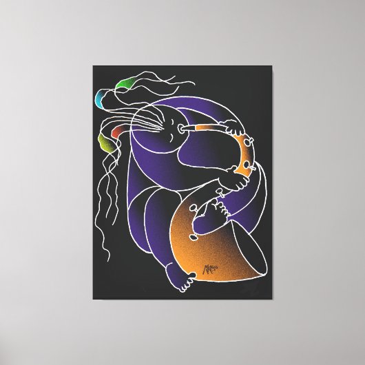 Saxophone in C major - Ink drawing and digital man キャンバスプリント (正面)