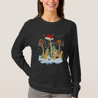 Saxophone Jazz Santa Hat Christmas Tree Musician Tシャツ