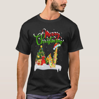 Saxophone Lover Xmas Lighting Santa Saxophone Chri Tシャツ