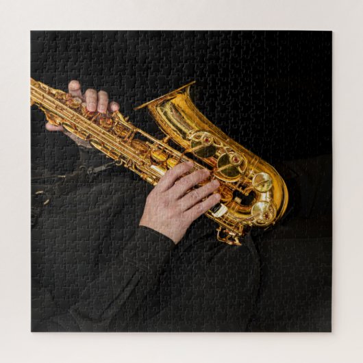 Saxophone Player hands Saxophonist playing jazz ジグソーパズル (縦)