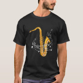 Saxophone Sheet Notes Saxophone Reed Woodwing Jazz Tシャツ (正面)