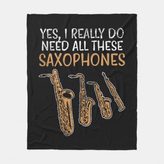 Saxophone Types フリースブランケット (正面)