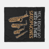 Saxophone Types フリースブランケット (正面(横))