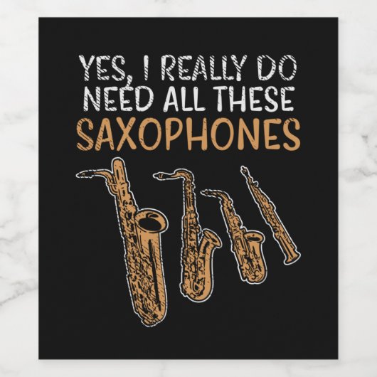 Saxophone Types ワインラベル (シングルラベル)