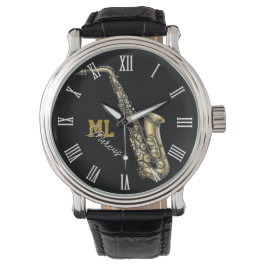 Saxophone Watch, monogram, Name, Music 腕時計
