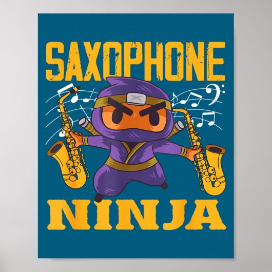 Saxophonist Ninja Saxophone Smile ポスター (正面)