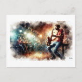 Saxophonist Performing in Cafe, ポストカード (正面)