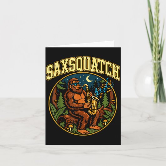 Saxsquatch Bigfoot Saxophone Player Jazz Music Hum カード (正面)