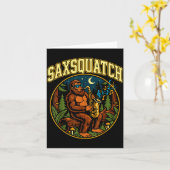 Saxsquatch Bigfoot Saxophone Player Jazz Music Hum カード (黄色い花)