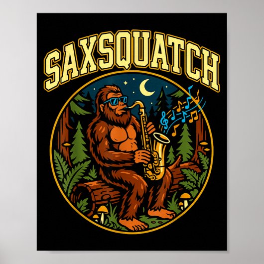 Saxsquatch Bigfoot Saxophone Player Jazz Music Hum ポスター (正面)