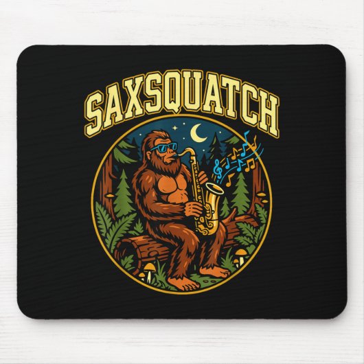 Saxsquatch Bigfoot Saxophone Player Jazz Music Hum マウスパッド (正面)