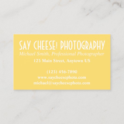 Sayチーズフォトグラファー写真撮影スイスチーズ 名刺 (裏面)