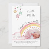 Sayハローフォトカワイレインボー子供部屋ガール誕生 案内状 (正面)