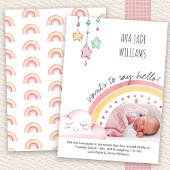 Sayハローフォトカワイレインボー子供部屋ガール誕生 案内状