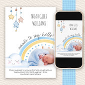 Sayハローフォトカワイレインボー子供部屋ボーイ誕生 案内状