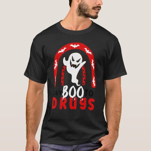 Say Boo To Drugs  Halloween Red Ribbon Week Awaren Tシャツ (正面)