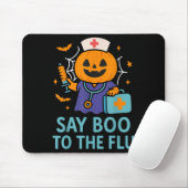 Say Boo To The Flu Nurse Halloween Vaccine Pumpkin マウスパッド (マウス)