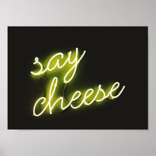 "SAY CHEESE"黄色いネオンの光標識 ポスター
