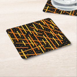 Say Cheese And Macaroni Cheesy Orange On Black Art スクエアペーパーコースター