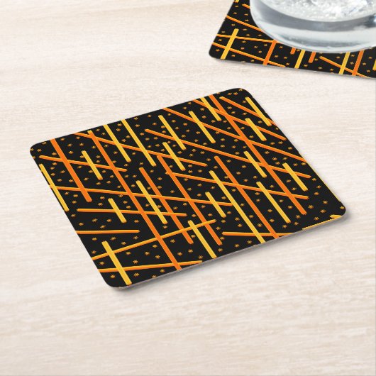 Say Cheese And Macaroni Cheesy Orange On Black Art スクエアペーパーコースター (アングル)