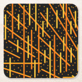 Say Cheese And Macaroni Cheesy Orange On Black Art スクエアペーパーコースター (正面)