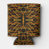 Say Cheese And Macaroni Cheesy Orange On Black Art 缶クーラー (正面)