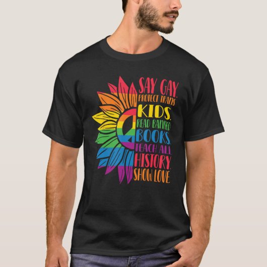 Say Gay Protect Trans Kids Read Banned Books Pride Tシャツ (正面)
