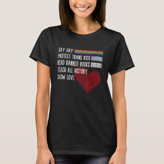 Say Gay Protect Trans Kids Read Banned Books Trust Tシャツ (正面)