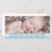 Say Hello男の赤ちゃん写真の誕生発表 案内状 (正面/裏面)