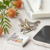 Say Hello, Friend - Premium Square Keychain キーホルダー (側面)