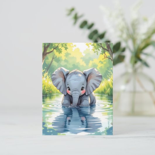 Say Hi with this cute Elephant Themed ポストカード (スタンド正面)