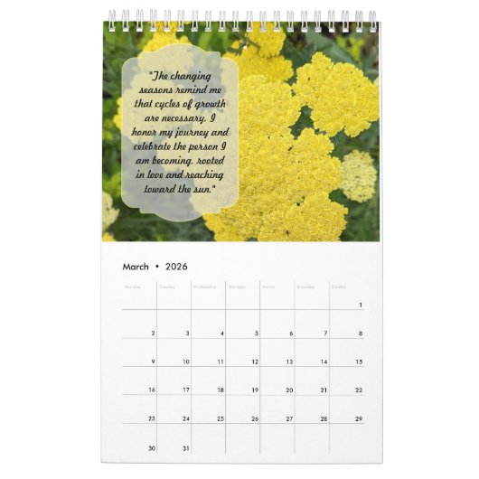 Say It Daily Affirmations in Bloom 12-months カレンダー (3月 2026)