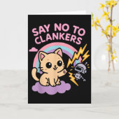 Say No To Clankers Anti Ai Robots Cute Kitten Rain カード (黄色い花)