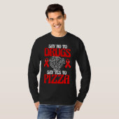 Say No To Drug Yes To Pizza  Women Red Ribbon Awar Tシャツ (正面フル)