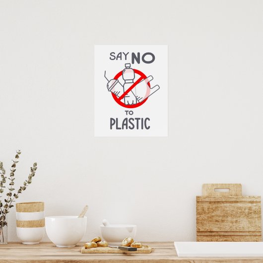 Say No To Plastic ポスター (キッチン)