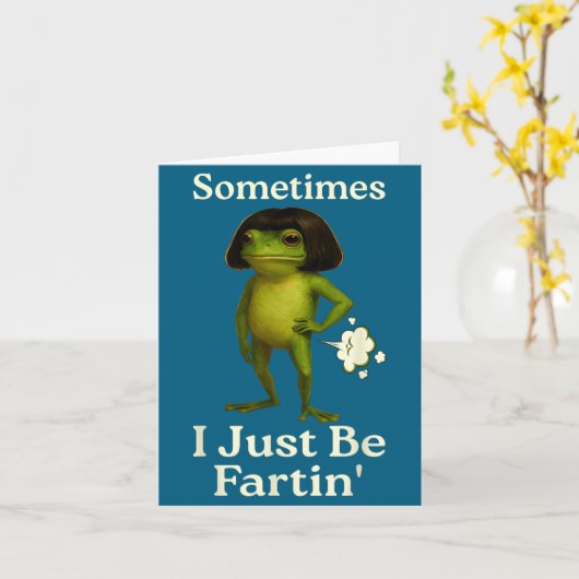 Saying Sometimes Just Fartin Frog Frog I Smile カード (黄色い花)