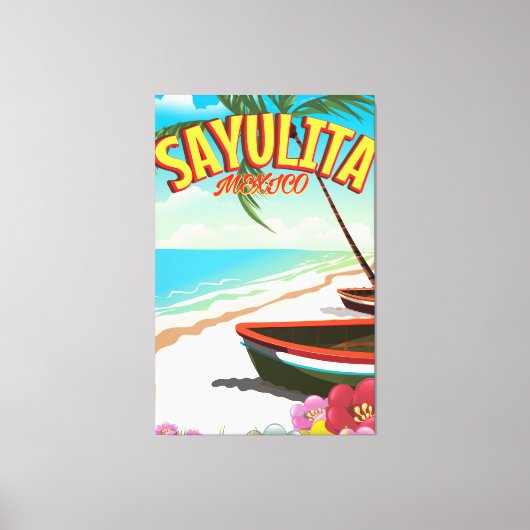 Sayulitaメキシコ旅行ポスター キャンバスプリント (正面)