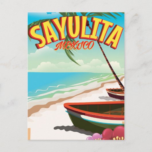 Sayulitaメキシコ旅行ポスター ポストカード (正面)