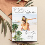 Sayulita，メキシコビーチ先結婚写真 セーブザデート<br><div class="desc">水の色のヤシの木のデザイン写真を保存するビーチの目的地の結婚式の日付を保存するメキシコのSayulita!共有あなたのお気に入りの婚約写真と結婚家族や友人との今後の詳細を保存する日付。カードは背面の青い水の色のデザインを調整するために反転する。**この招待はカスタマイズお客様のビーチ結婚式場所に対して！要連絡求がある場合は、デザインを変更して無料で注文リンクを送信する。下の連絡ボタンを通して**</div>