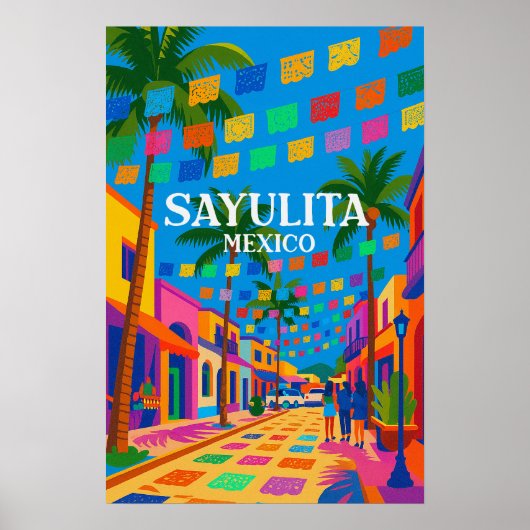 Sayulita Mexico Colorful Travel Poster ポスター (正面)