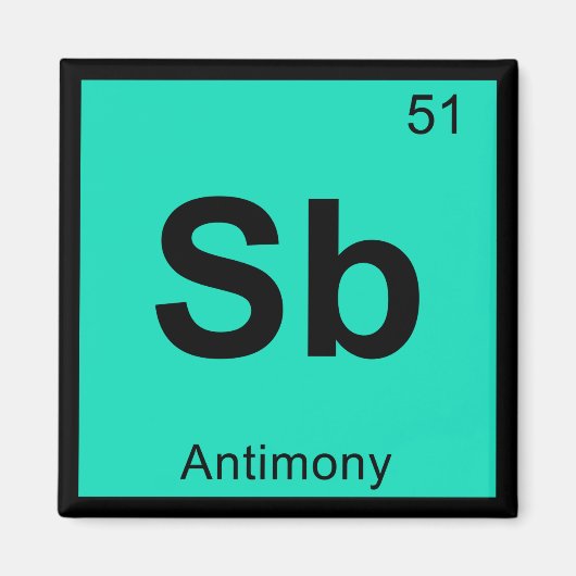 Sb – アンチモン化学周期表記号 マグネット (正面)